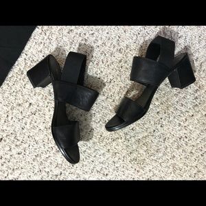 Stuart Weitzman Block Heel Leather Sandals